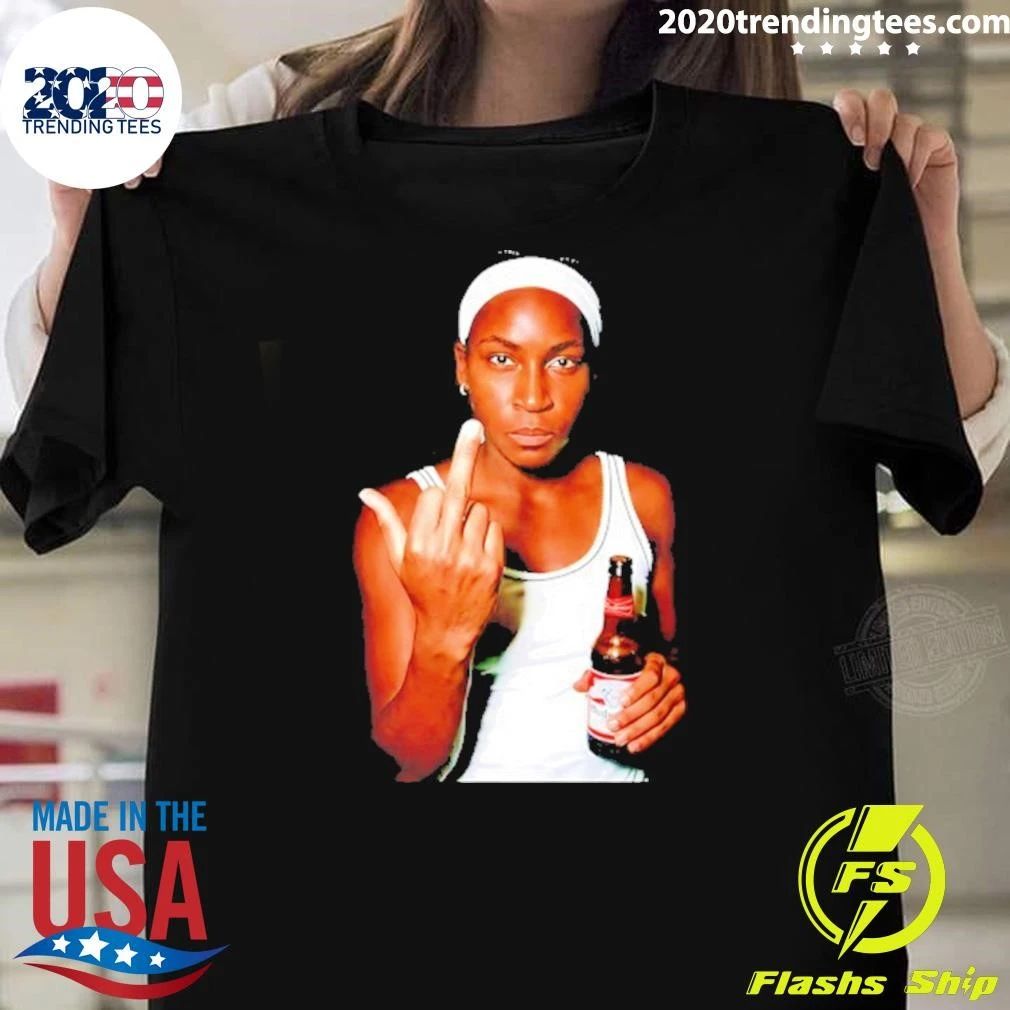 Coco Gauff Budweiser Tennis Athlete Middle Finger And Beer Shirt
