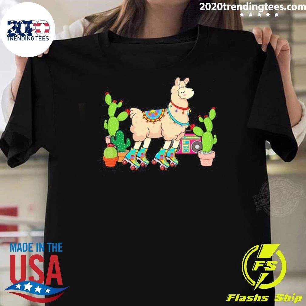 Roller Disco Llama Cactus Shirt