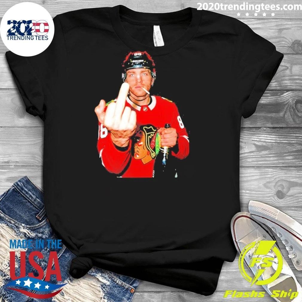 Patrick Kane Chicago Blackhawks Nhl Middle Finger Beer And Smoking Shirt