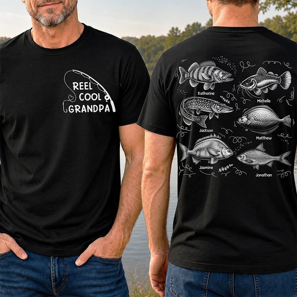Reel Cool Grandpa Dad - Personalized T Shirt