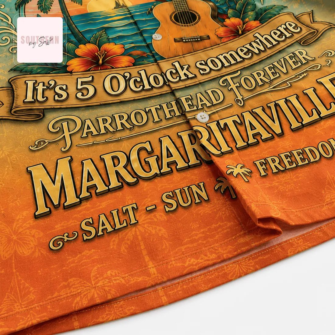 Jimmy Buffett Margaritaville Parrothead Tropical Sunset Beach Hawaiian Shirt