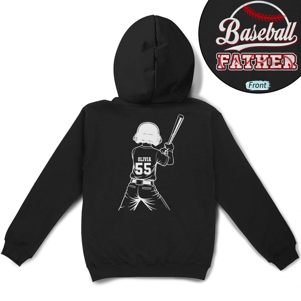 Baseball Softball Dad Mom Kids Backside - Personalized T Shirt