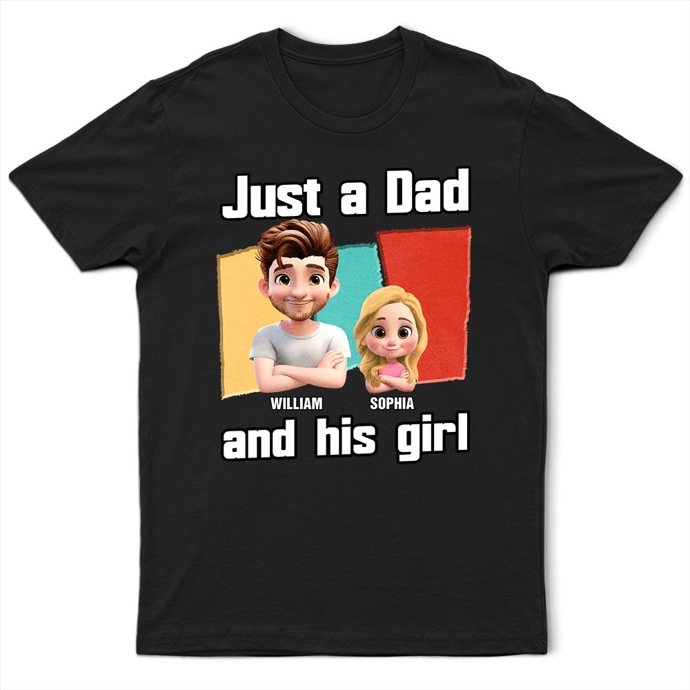 Just A Grandpa Dad And His Girl Comic Style - Personalized T Shirt