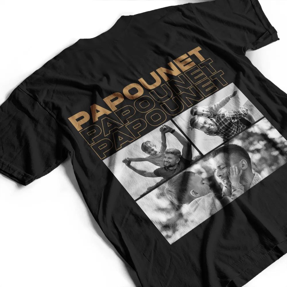 Photo Personnalisable En Noir Et Blanc Pour Papa Grand-Père - T-Shirt Personnalisé