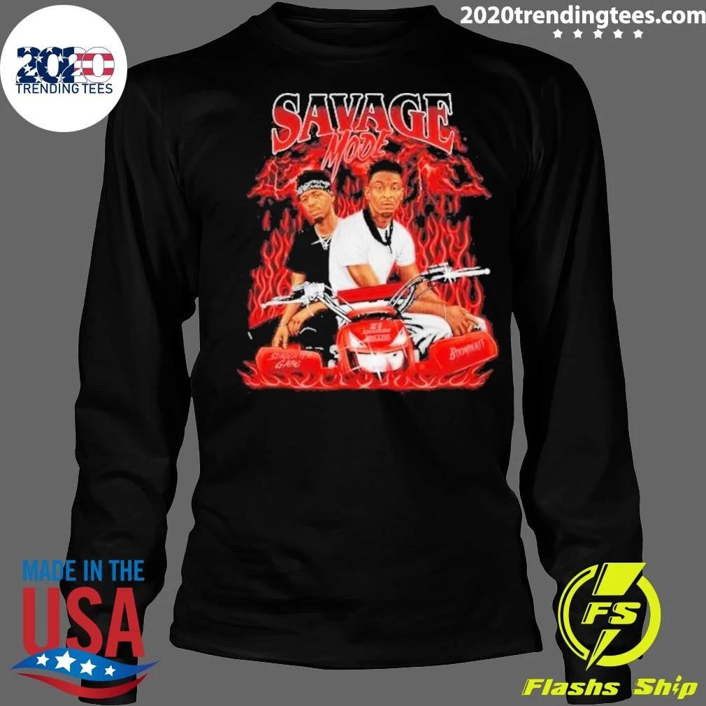 21 Savage và Metro Boomin Savage Mode II Slaughter Gang Boominati Fire Dirt Bike Rap Shirt
