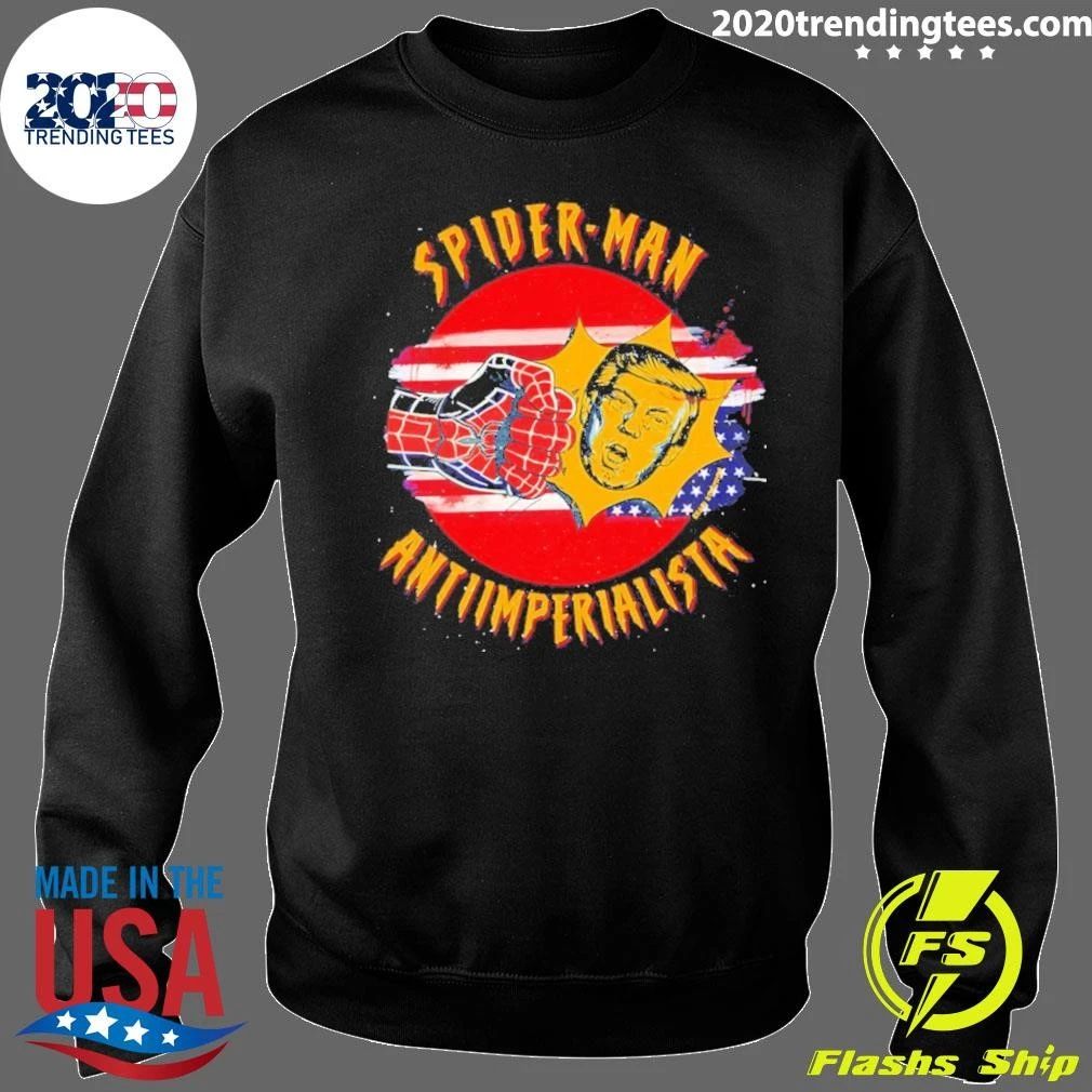 Spiderman Punch Trump Antiimperialista Usa Flag Shirt