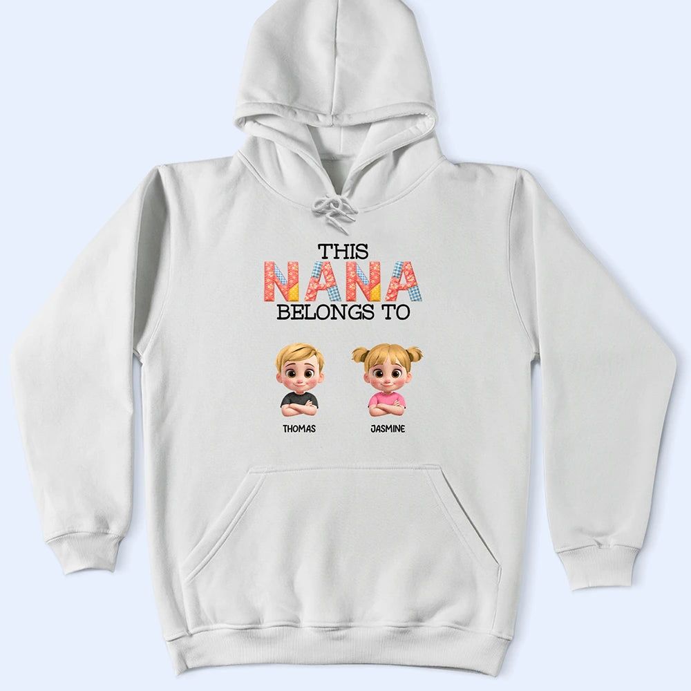This Grandma Belongs To Kids Faux Patchwork - Personalized T Shirt