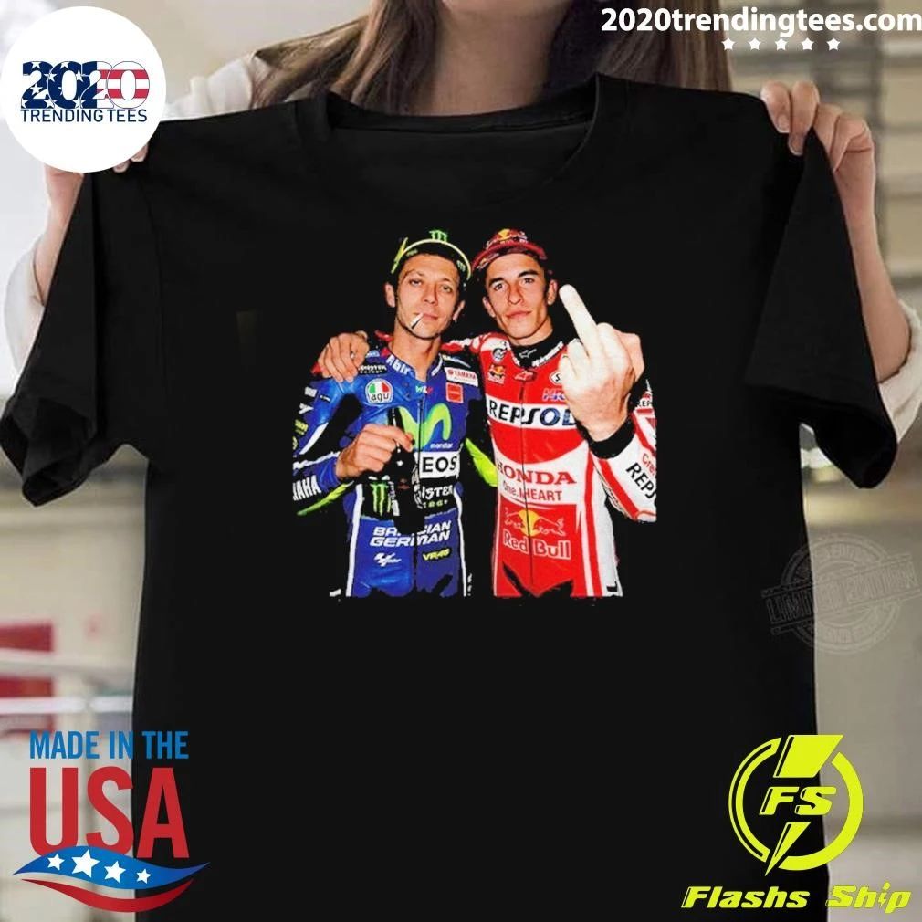 Valentino Rossi Marc Marquez Moto Gp Middle Finger Graphic Shirt