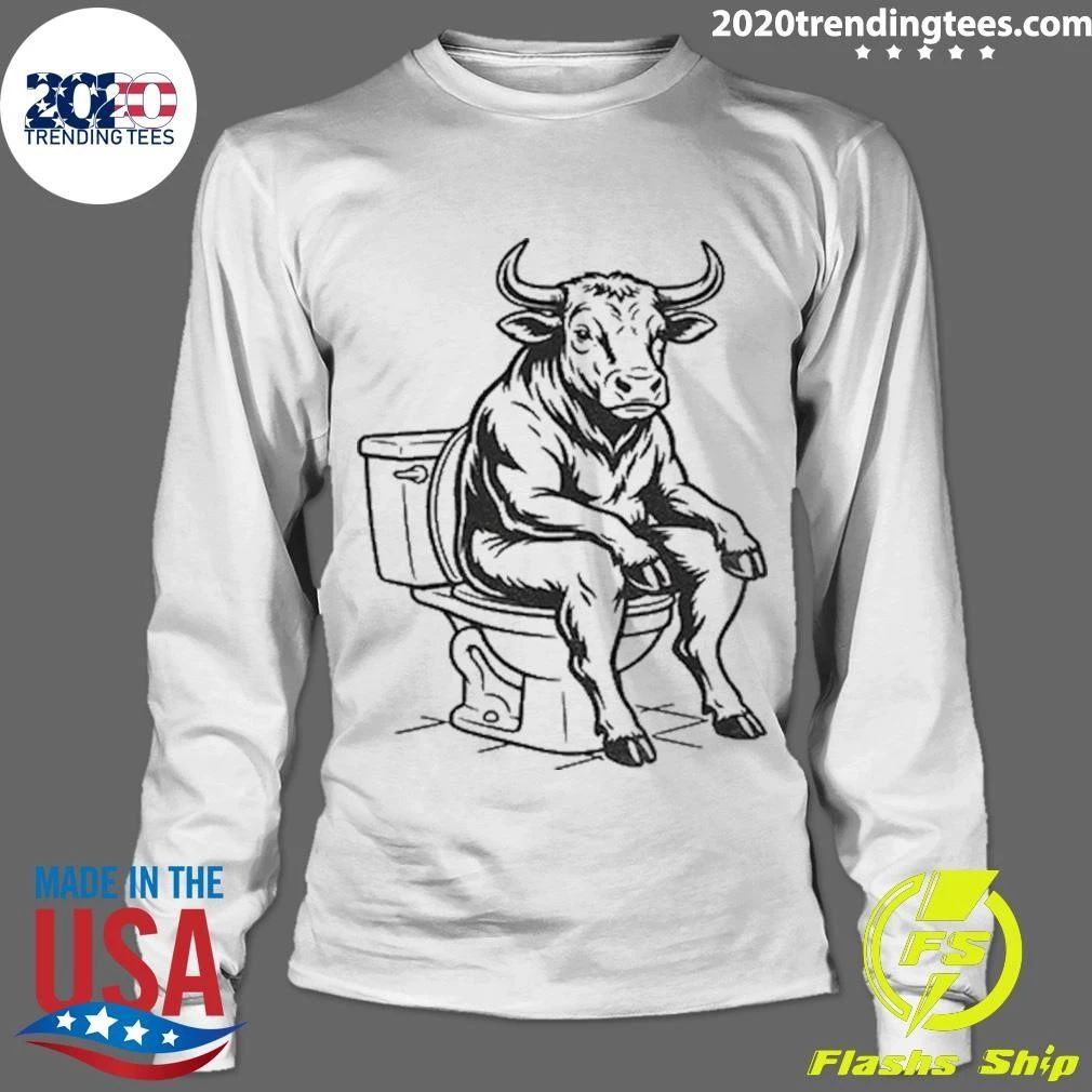 Bull Sitting On Toilet Bull Shit Funny Shirt