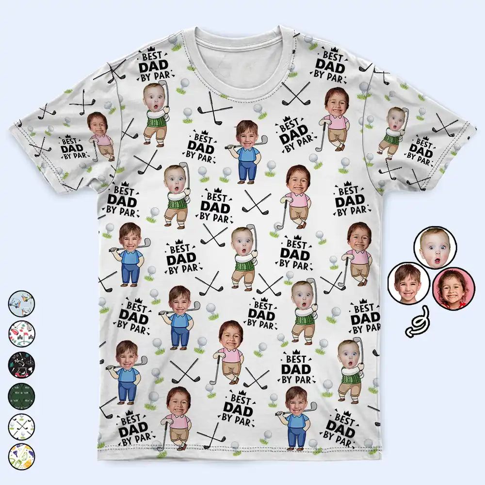Custom Photo Best Dad By Par Funny Kid - Personalized Full Print T Shirt