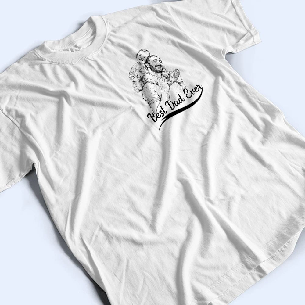 Custom Photo Pencil Sketch Best Dad Mom Ever Baseball - Personalized T Shirt