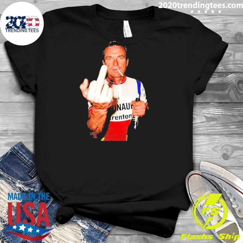 Bernard Hinault Legend Tour De France Middle Finger Beer And Smoking Shirt