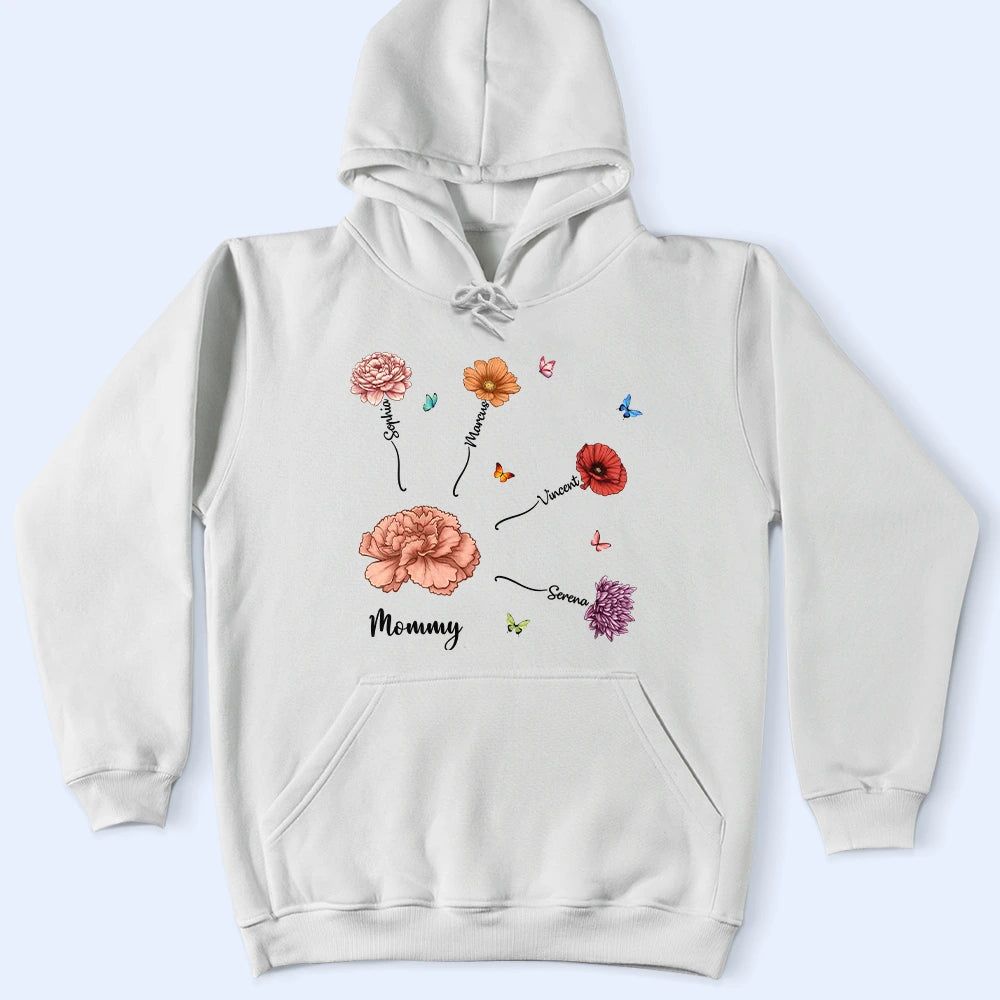 Grandma Mom Birth Month Flower Blooming In Love - Personalized T Shirt