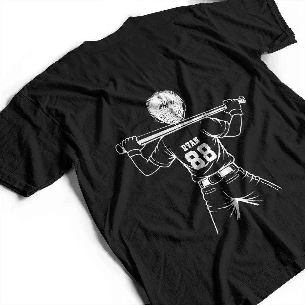 Baseball Softball Dad Mom Kids Backside - Personalized T Shirt