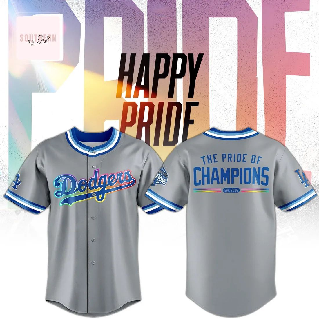 Los Angeles Dodgers 2026 Pride Night Rainbow Commemorative Grey Baseball Jersey