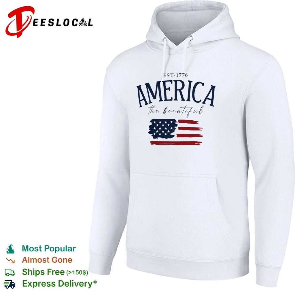 America the Beautiful Est 1776 Brush Stroke USA Flag T-shirt