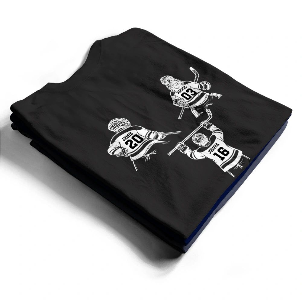 Hockey Dad Papa Kids Backside Line Art - Personalized T Shirt