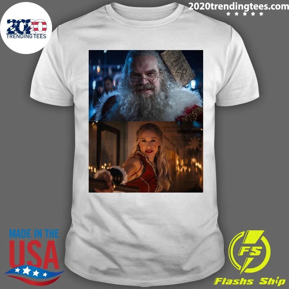 Kristen Bell as Mrs. Claus and David Harbour as Santa Claus in Violent Night 2 Shirt