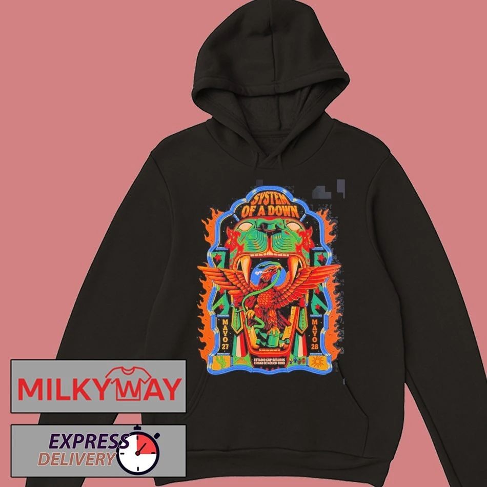 System Of A Down CDMX Mexico 2026 Merch De Jonas Santos At Estadio GNP Seguros On 27 And 28 May 2026 Two Sided T-Shirt