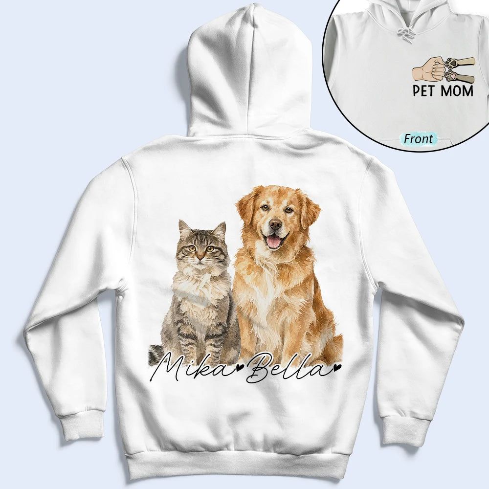 Custom Photo Realistic Watercolor Art Pet Dad Pet Mom - Personalized T Shirt