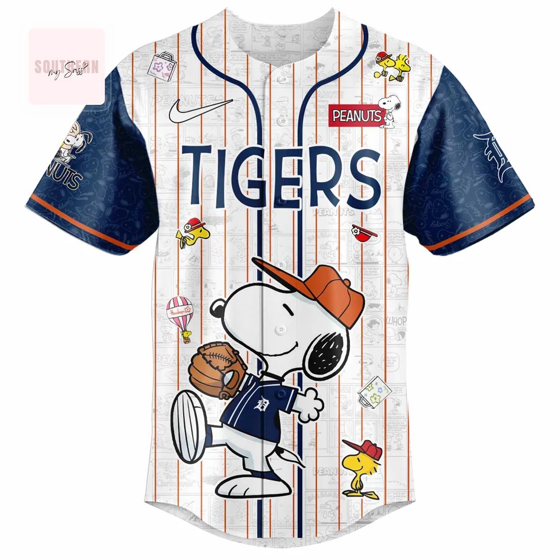 Detroit Tigers Peanuts Night Snoopy Limited Edition Graphic Baseball Jersey