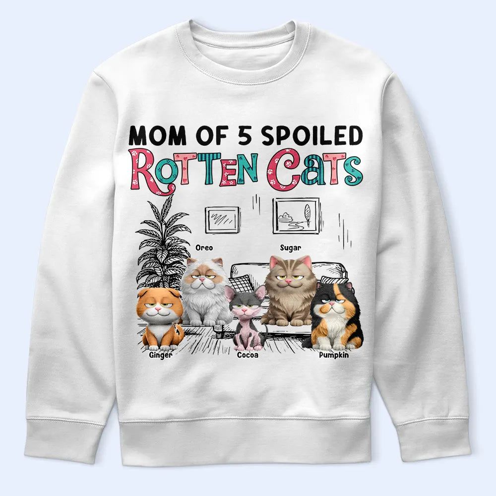 Mom Of Spoiled Rotten Cat - Personalized T Shirt