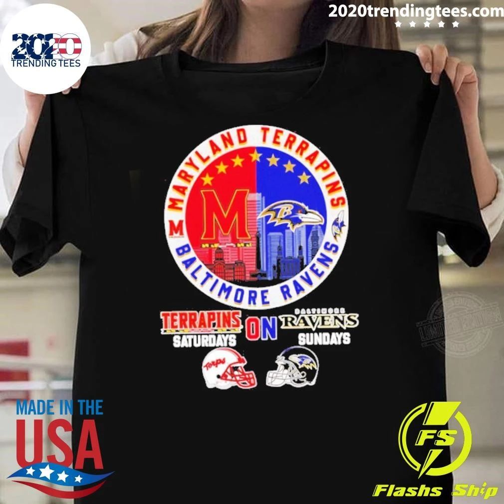 Maryland Terrapins And Baltimore Ravens Saturdays On Sundays Shirt