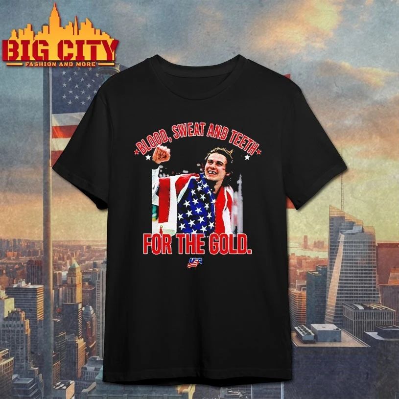 Jack Hughes Blood Sweet And Teeth For The Gold USA Hockey T-shirt