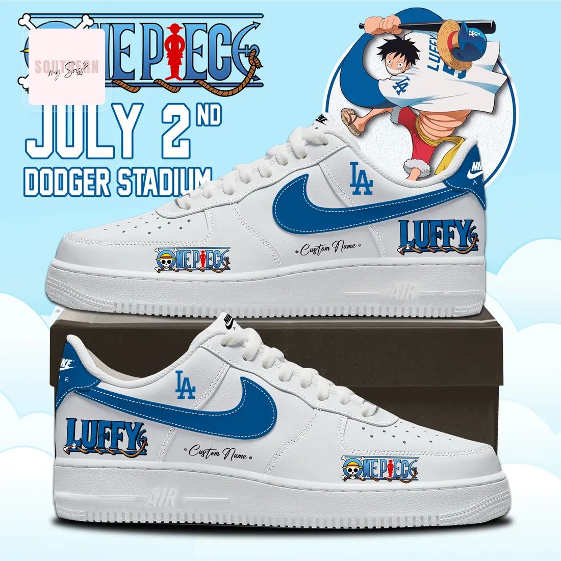 Dodgers One Piece Luffy Limited Edition 2026 Air Force 1 Shoes