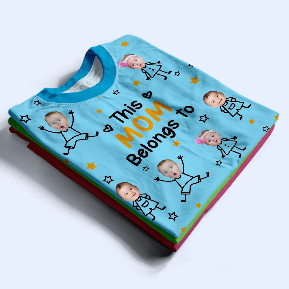 Custom Photo This Grandpa Grandma Dad Mom Belongs To Kids Pet - Personalized Full Print T Shirt