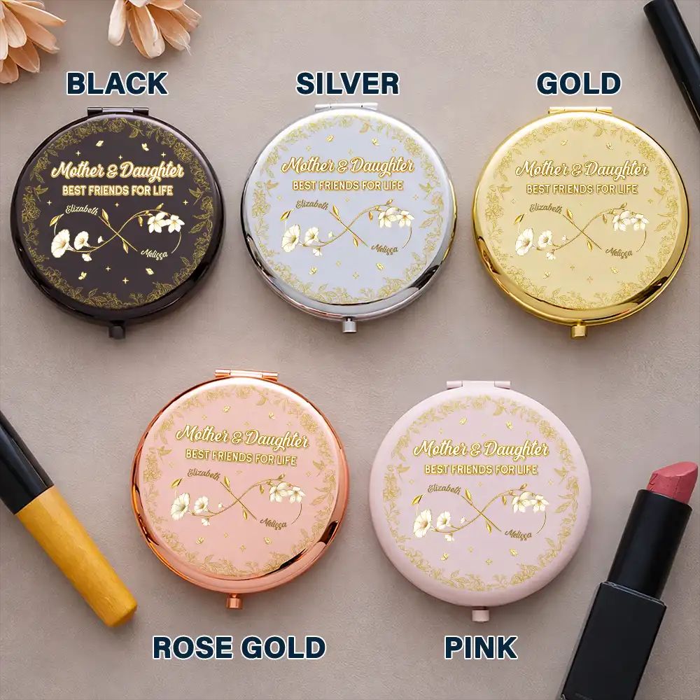 Mom And Daughter Forever Linked Together - Personalized Compact Mirror