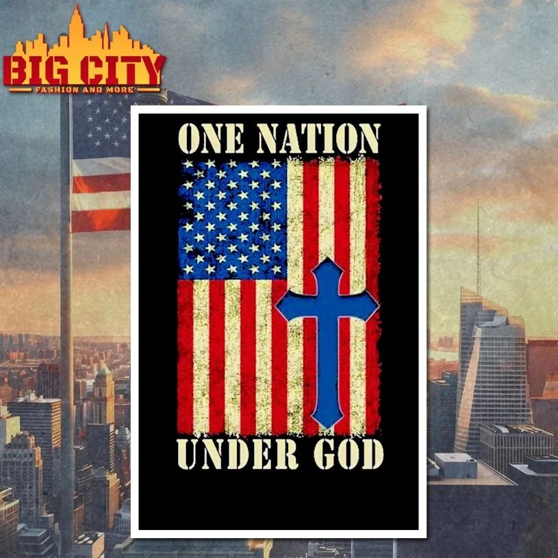 One Nation Under God 4th Of July Patriot Cross USA Flag t-shirt