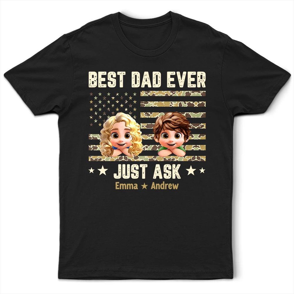 Camouflage Stars & Stripes Best Dad Ever - Personalized T Shirt