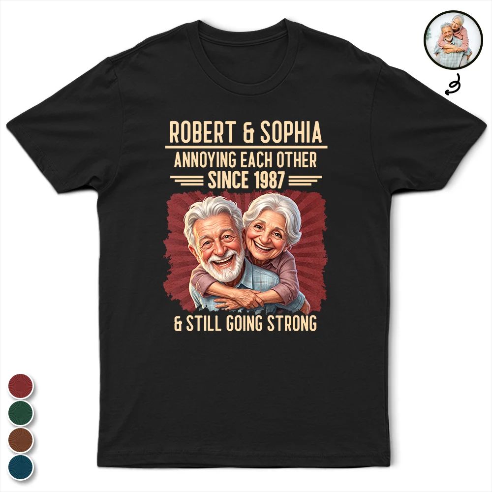 Custom Photo Caricature Vintage Annoying Each Other - Personalized T Shirt