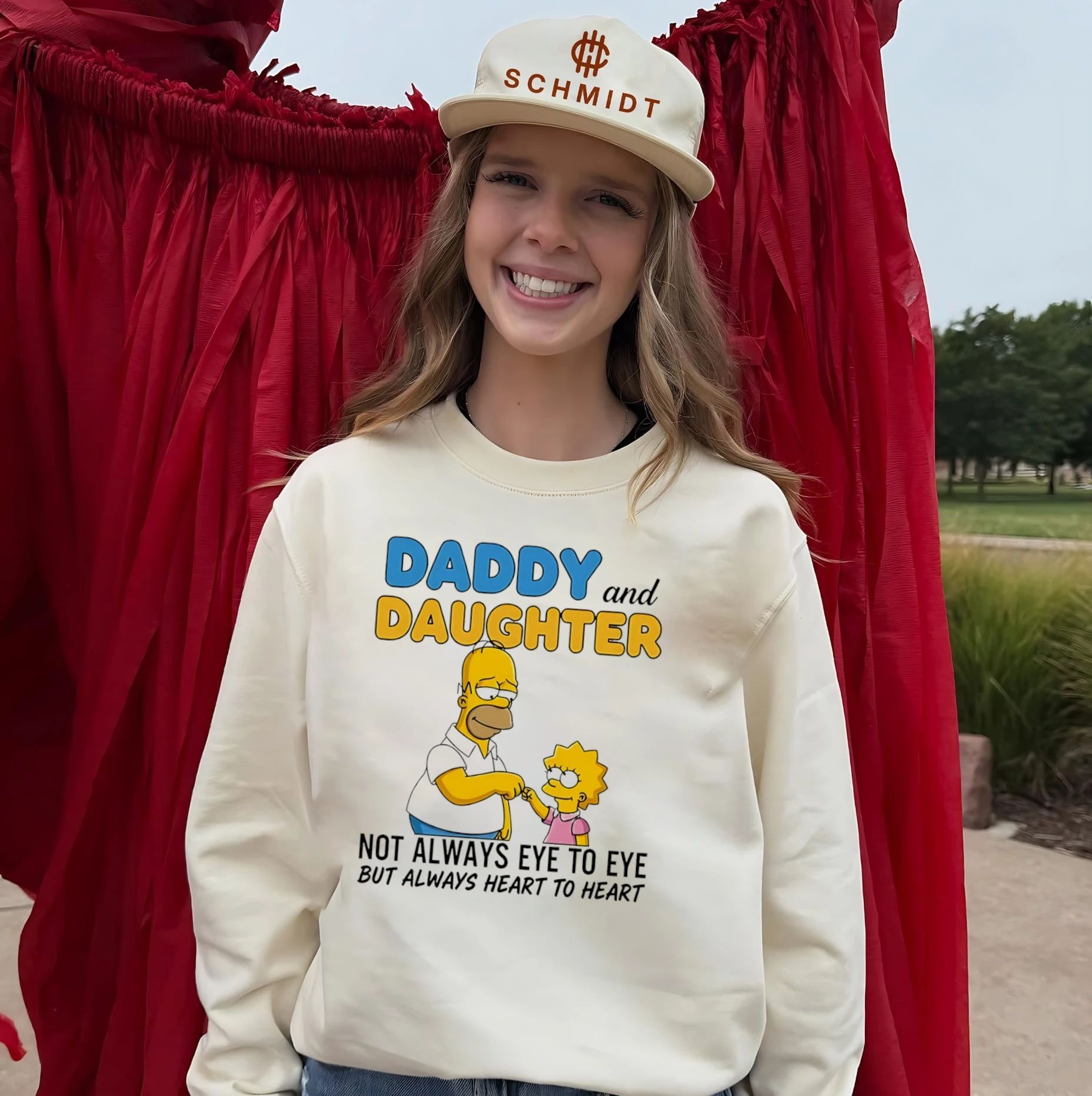 Daddy and daughter not always eye to eye but always heart to heart Simpson shirt