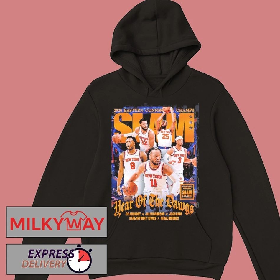 New York Knicks SLAM 262 Year Of The Dawgs 2026 Eastern Conference Champs Magazine Cover Orange Metal Editions Premium T-Shirt