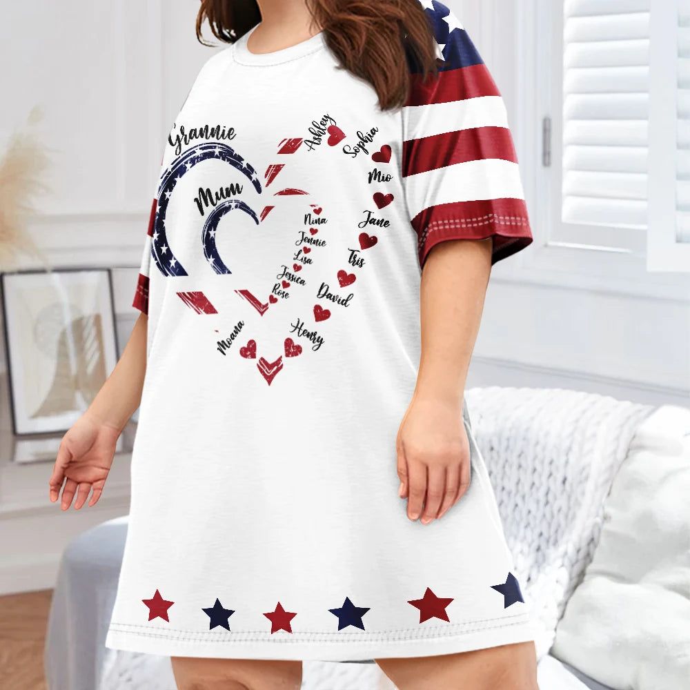 Mom's Grandma's Sweethearts Independence Day - Personalized Women's Sleep Tee