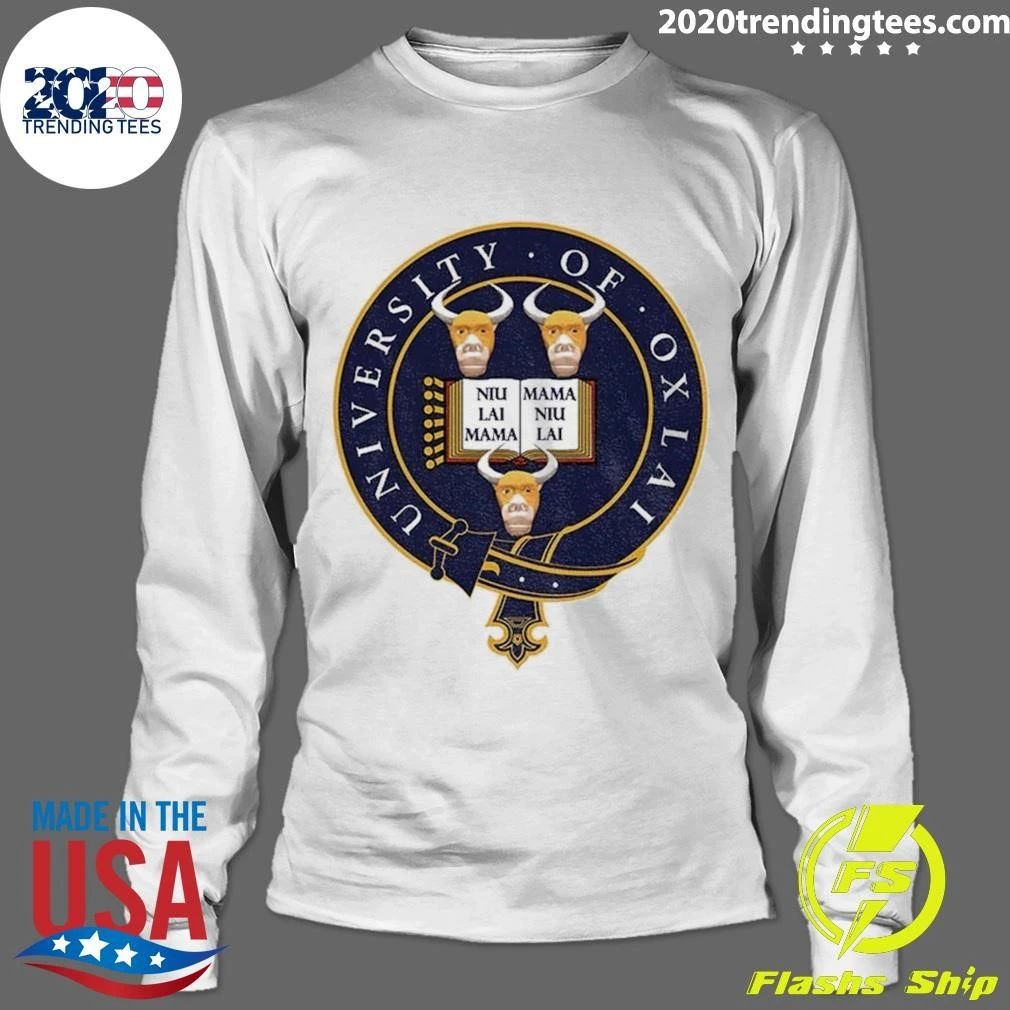 Ox University Coat Of Arms Emblem With Niu Lai Mama Niu Lai Shirt