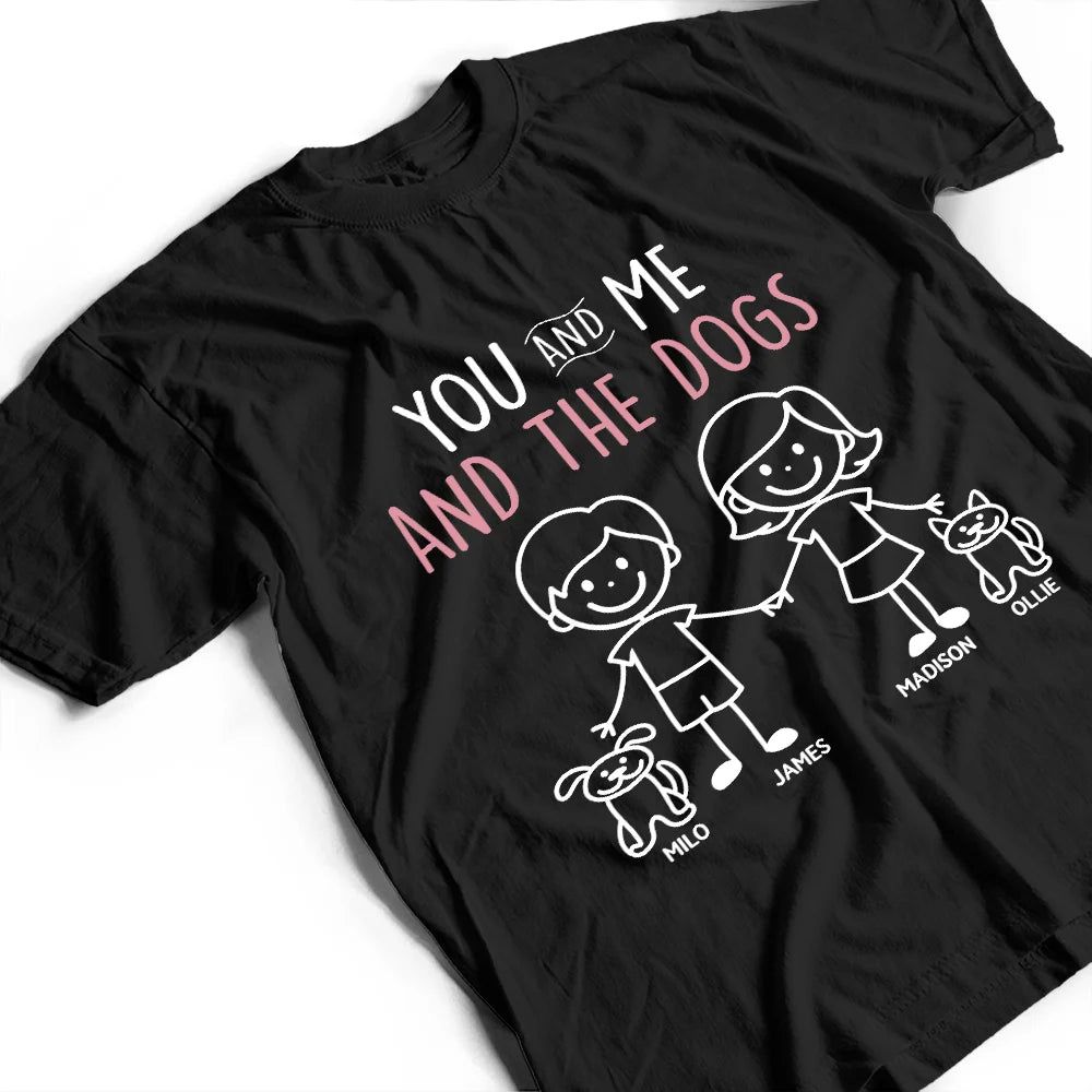 Stick Figures You Me And The Dog Cat - Personalized T Shirt