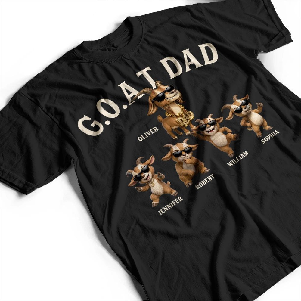 3D Effect Goat Dad And Kids - Personalized T Shirt