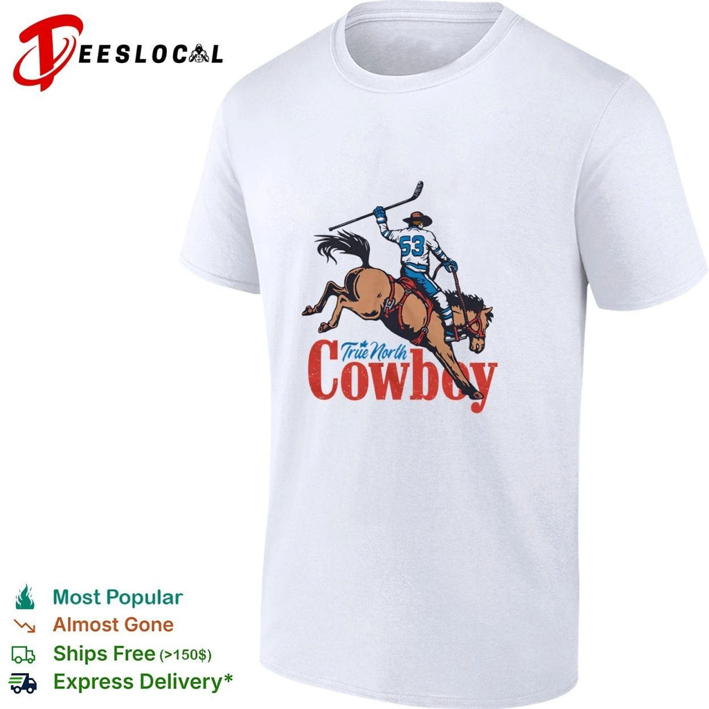 True North Cowboy Hockey Player Riding Bucking Horse T-shirt
