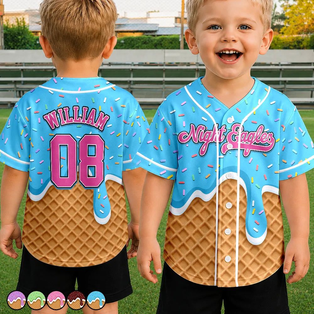Melting Ice Cream - Personalized Baseball Jersey Shirt