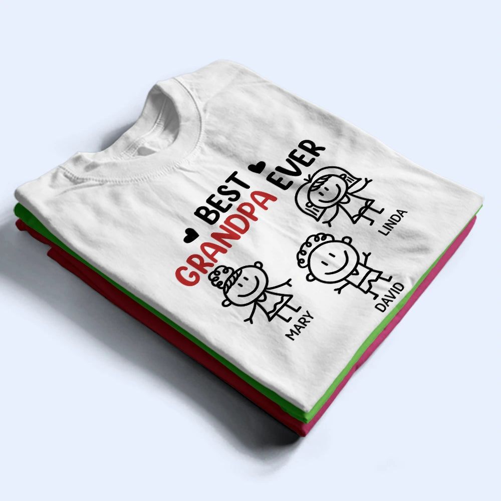 Best Dad Grandpa Ever Kid Stick Figures - Personalized T Shirt