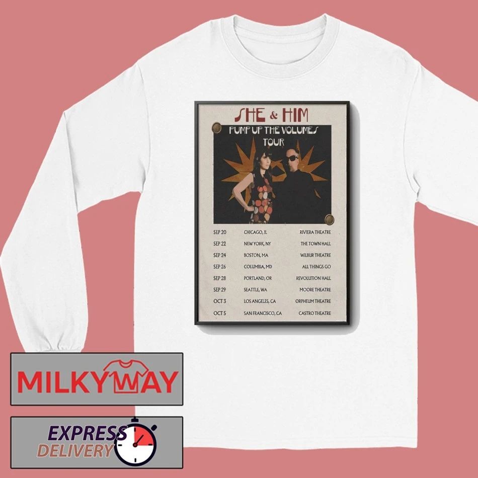 She & Him Pump Up The Volumes Tour 2026 Poster shirt