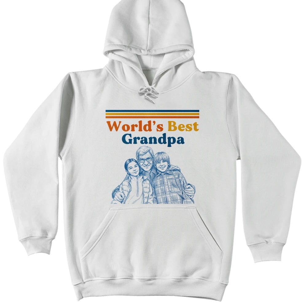 Custom Photo Pencil Sketch World's Best Dad Retro - Personalized T Shirt