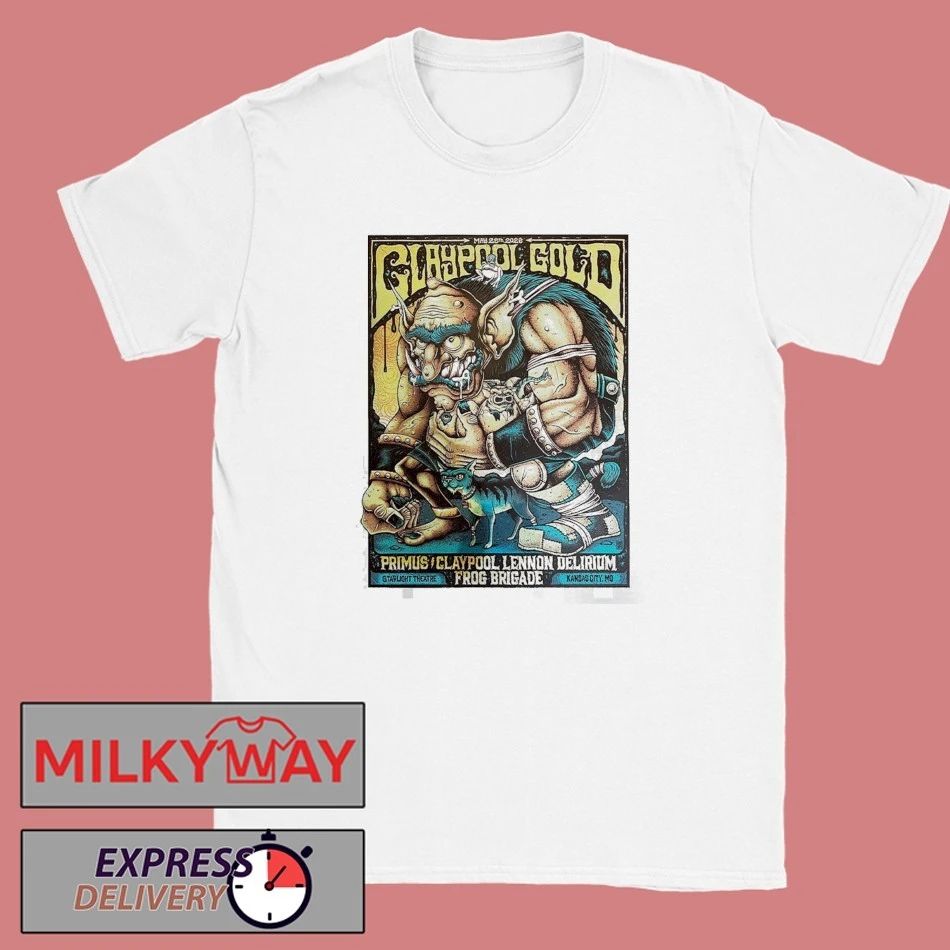 Claypool Gold Primus Claypool Lennon Delirium And Frog Brigade Kansas City MO 2026 Show Poster At Starlight Theatre On May 28 2026 T-Shirt