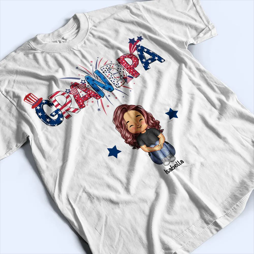 Stars And Stripes Daddy Papa Mommy Nana - Personalized T Shirt