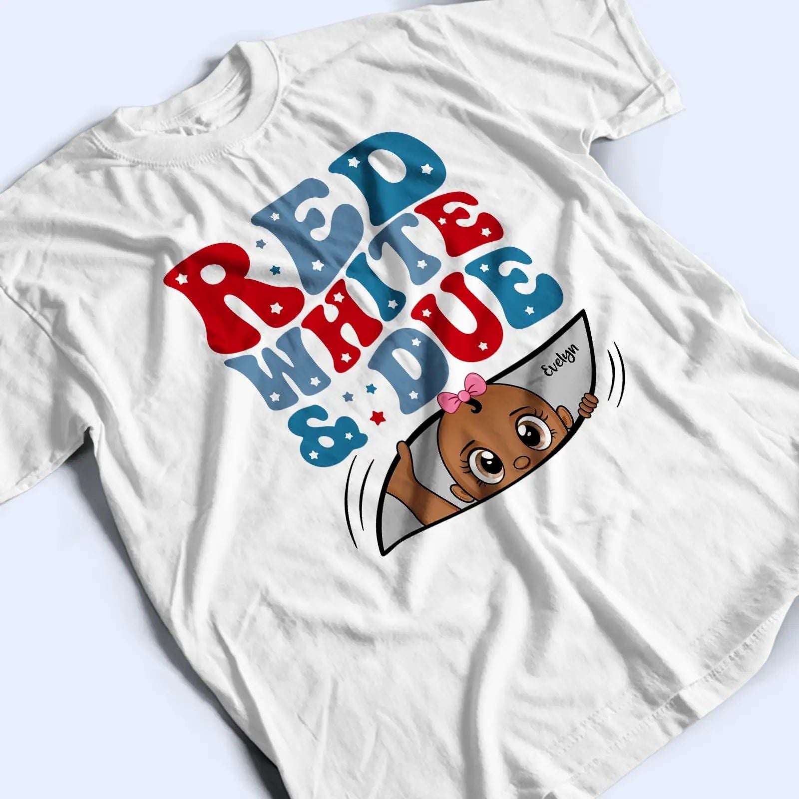 Red White And Due New Mom Dad - Personalized T Shirt