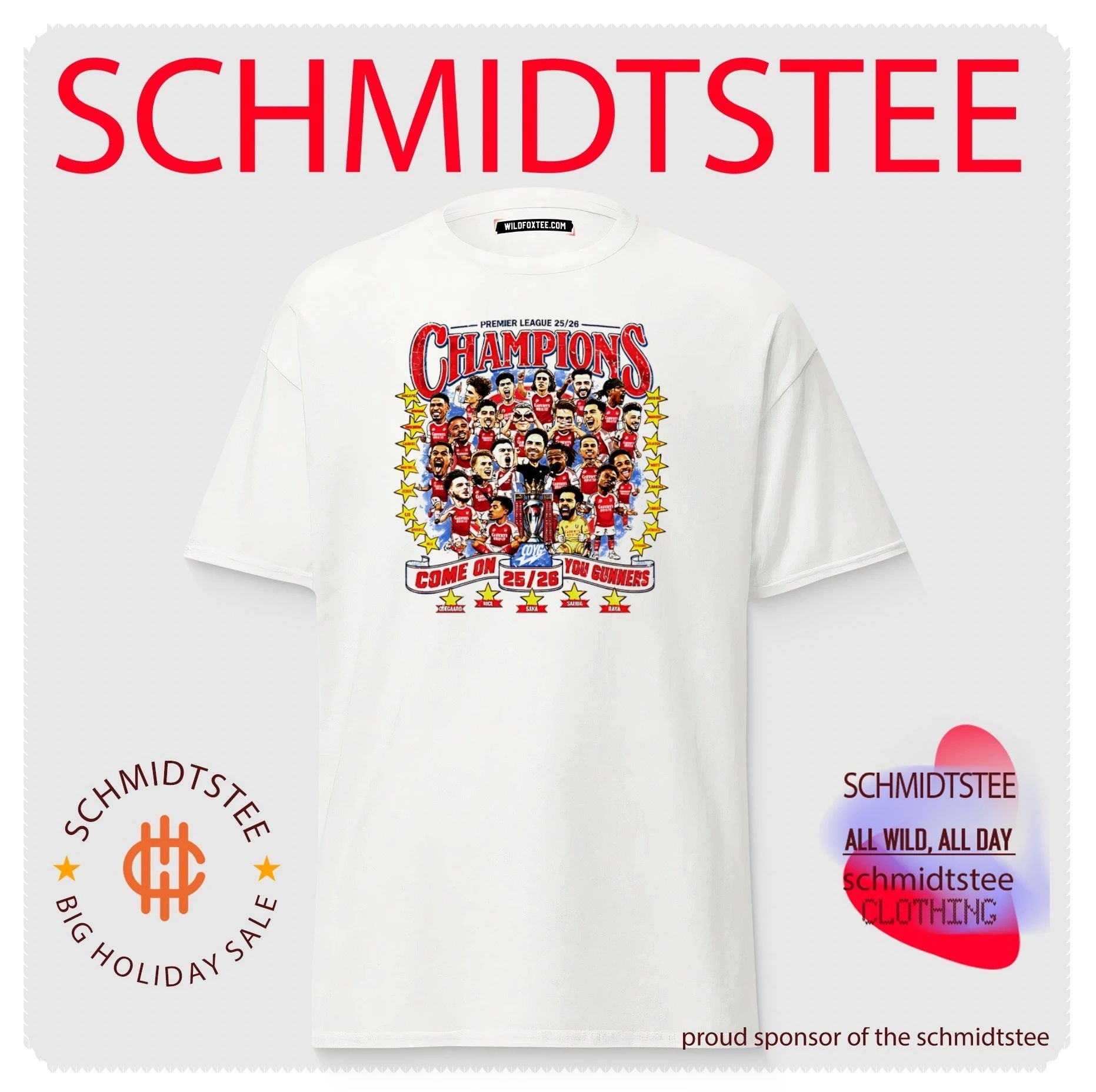 Arsenal FC Premier League 2025 2026 Champions Come one you gunner caricature shirt
