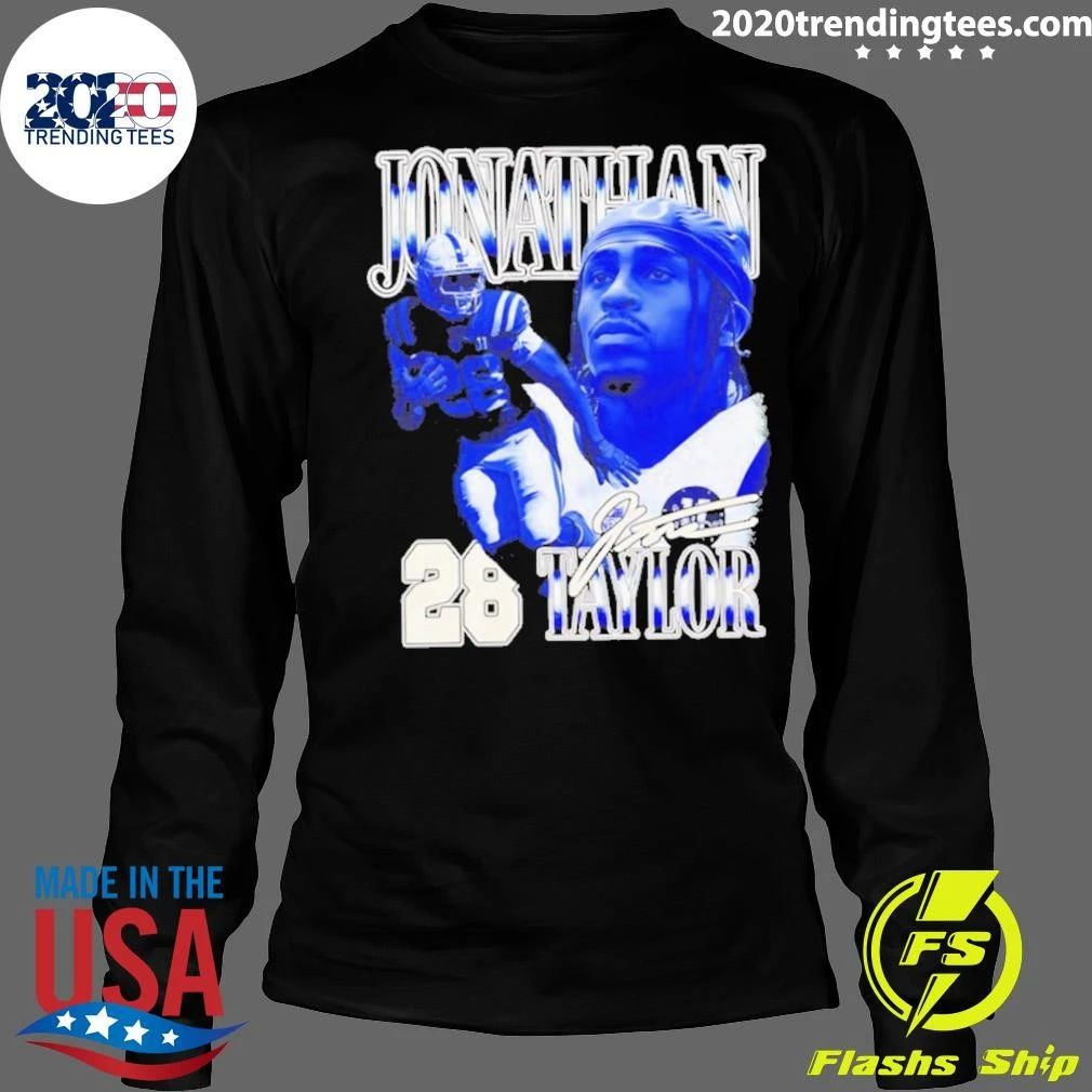 Jonathan Taylor 28 Indianapolis Colts Football 90s Bootleg Signature Shirt